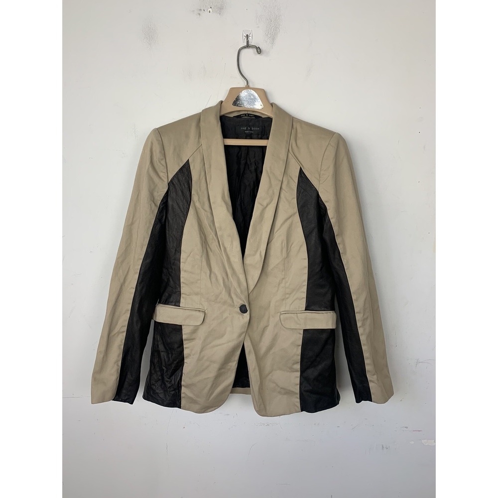 rag & bone Womens Blazer 10 Fall Country Old Money Lamb Leather Equestrian